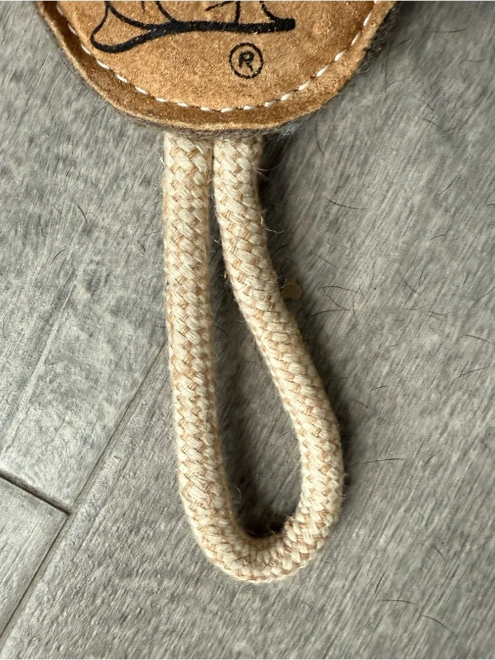 Leather Patch Rope Dog Tug Toy with Buc-ee Logo - Tan